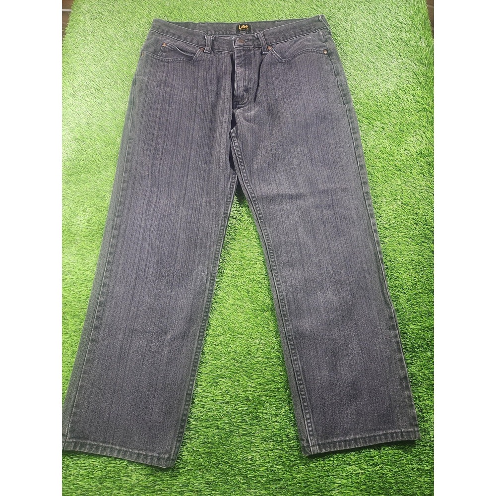 Lee Jeans Mens 36x29 Gray Charcoal Wash‎ Relaxed Fit Straight Leg Denim Pants